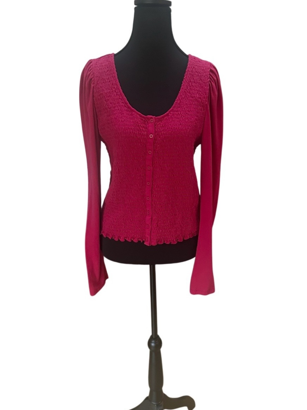 GAP Hot Pink Smocked Top Size S EUC